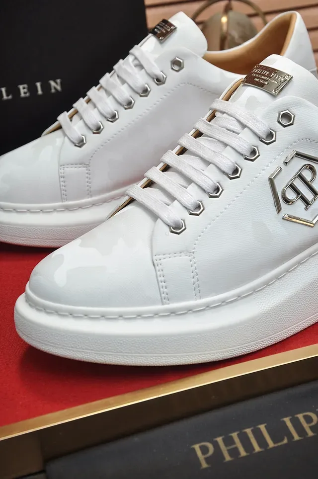Philipp Plein PP Logo Platform Sneakers White Tonal Camo Lifestyle Sneakers 2