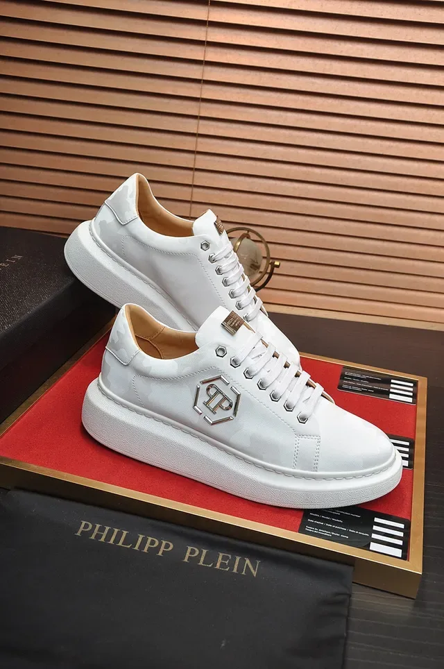 Philipp Plein PP Logo Platform Sneakers White Tonal Camo Lifestyle Sneakers 5