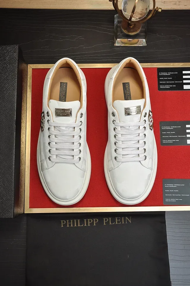 Philipp Plein PP Logo Platform Sneakers White Tonal Camo Lifestyle Sneakers 8