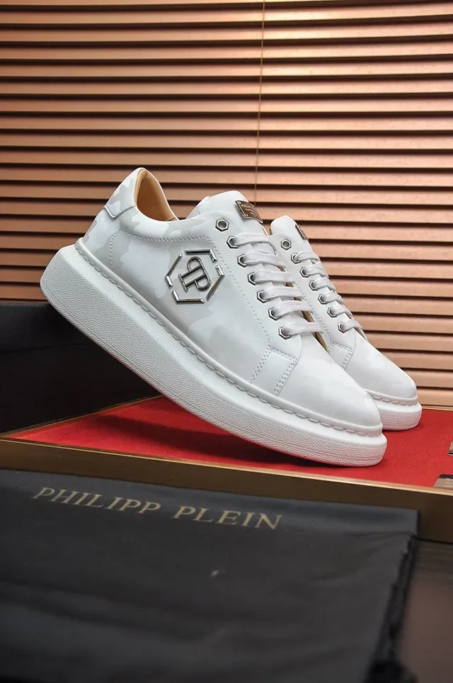 Philipp Plein PP Logo Platform Sneakers White Tonal Camo Lifestyle Sneakers 9