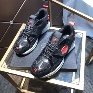Philipp Plein Skull PP Logo Black Red Chunky Sneakers