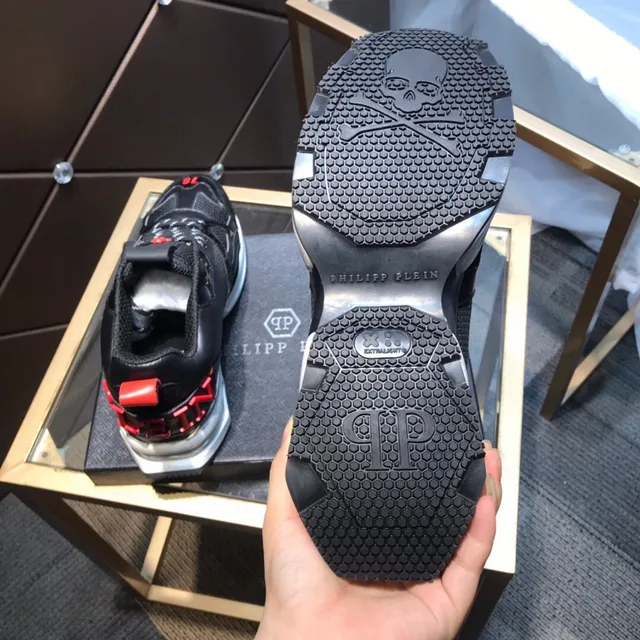Philipp Plein Crâne PP Logo Noir Rouge Baskets Chunky 4