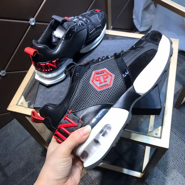 Philipp Plein Crâne PP Logo Noir Rouge Baskets Chunky 6