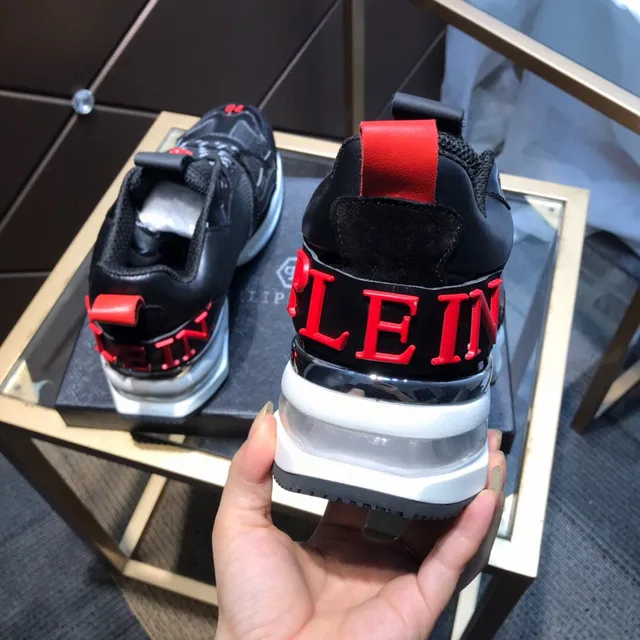 Philipp Plein Crâne PP Logo Noir Rouge Baskets Chunky 7