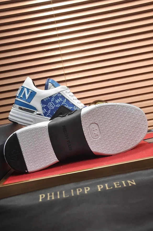 Philipp Plein সাদা এবং নীল গ্রাফিক-প্রিন্ট লাইফস্টাইল স্নিকার 4