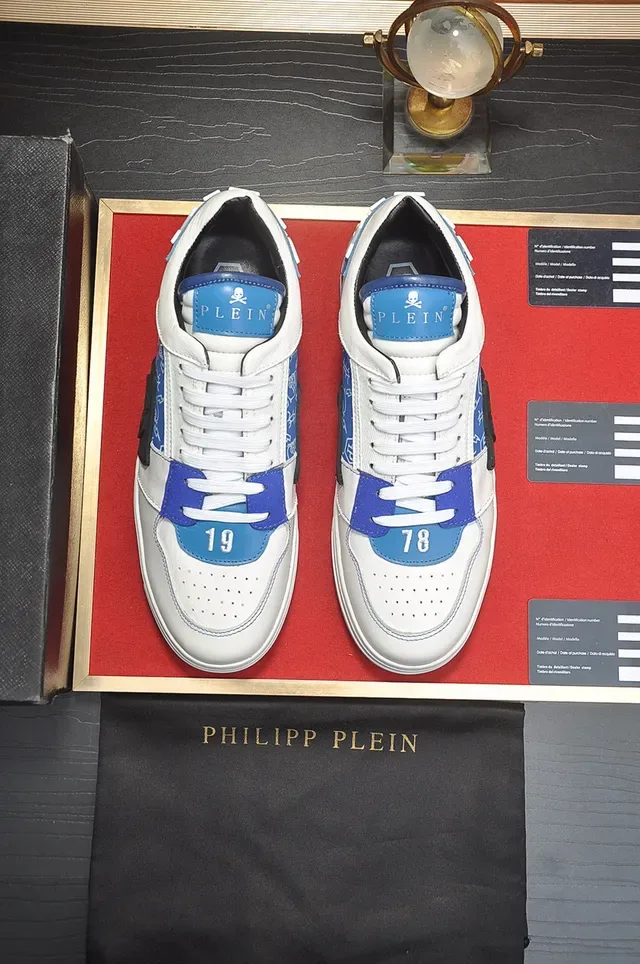 Philipp Plein সাদা এবং নীল গ্রাফিক-প্রিন্ট লাইফস্টাইল স্নিকার 9