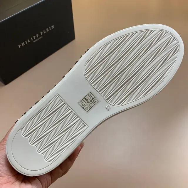 Philipp Plein White Black Smooth Leather Upper Branded Woven Laces Lifestyle Sneakers 3