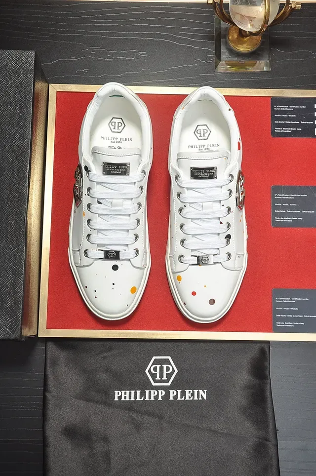 Philipp Plein 白银色皮革鞋面金属六边形标志生活方式运动鞋 9