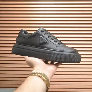 Prada All-Black Leather Platform Lifestyle Sneaker