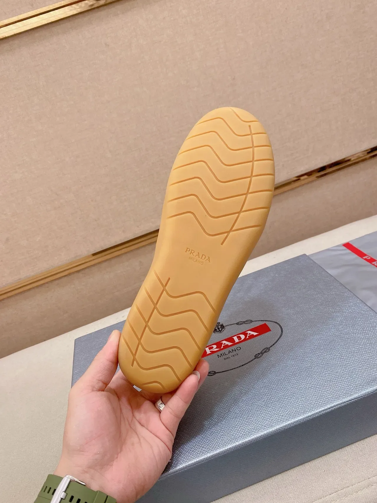 Prada 米色网面和皮革生活方式运动鞋 2