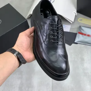 Prada Black Wingtip Platform Sole Brogue