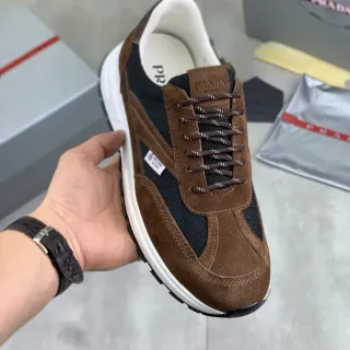 Prada Brown and Black Suede Mesh Lifestyle Sneakers