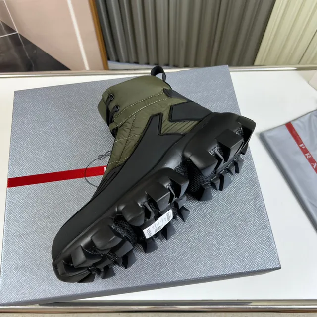 Prada Cloudbust Army Green and Black Work Boots 3