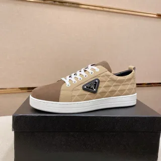 Prada Cloudbust Beige and Brown Quilted Lifestyle Sneakers