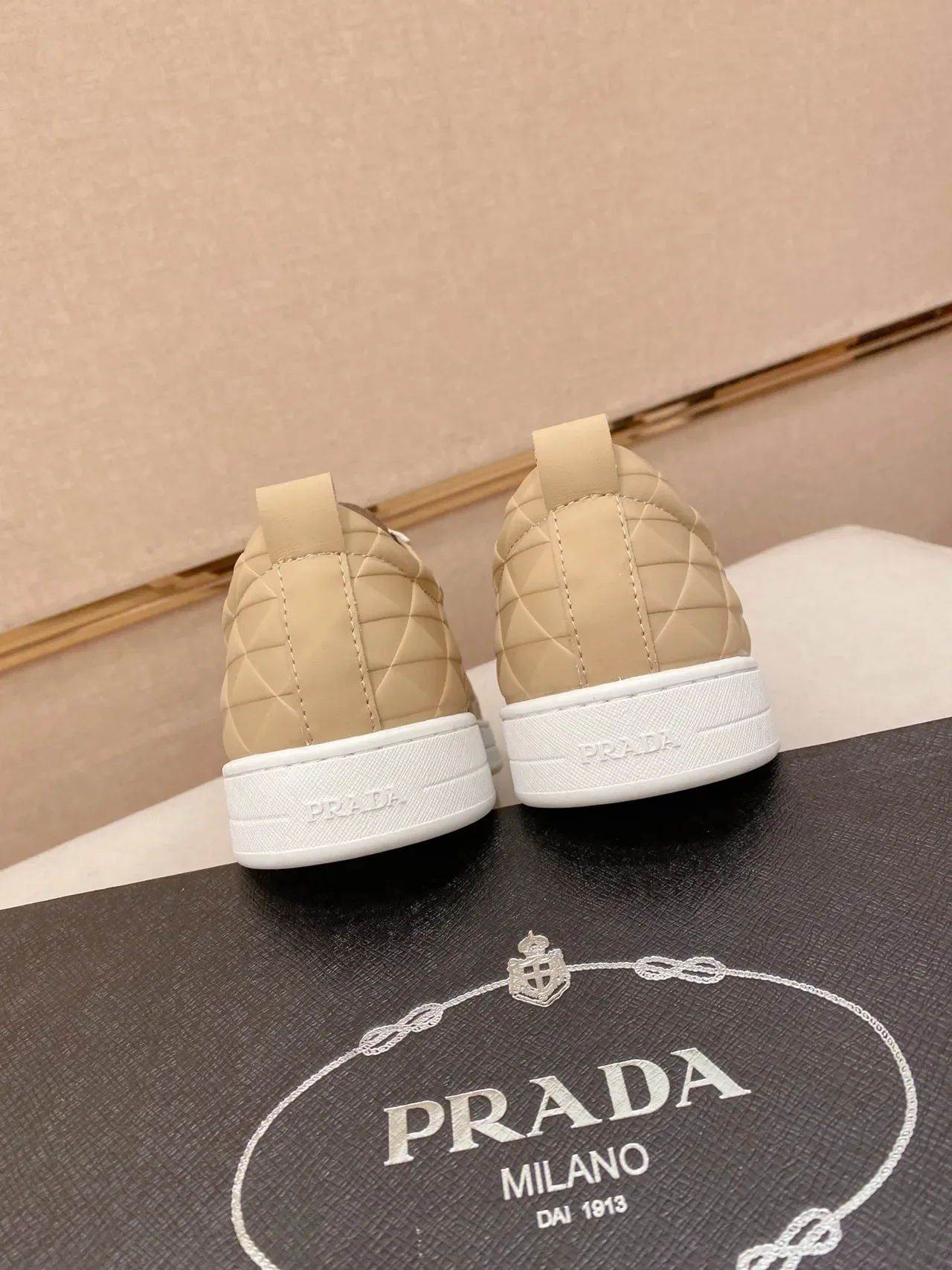 Prada Cloudbust Beige and Brown Quilted Lifestyle Sneakers 3