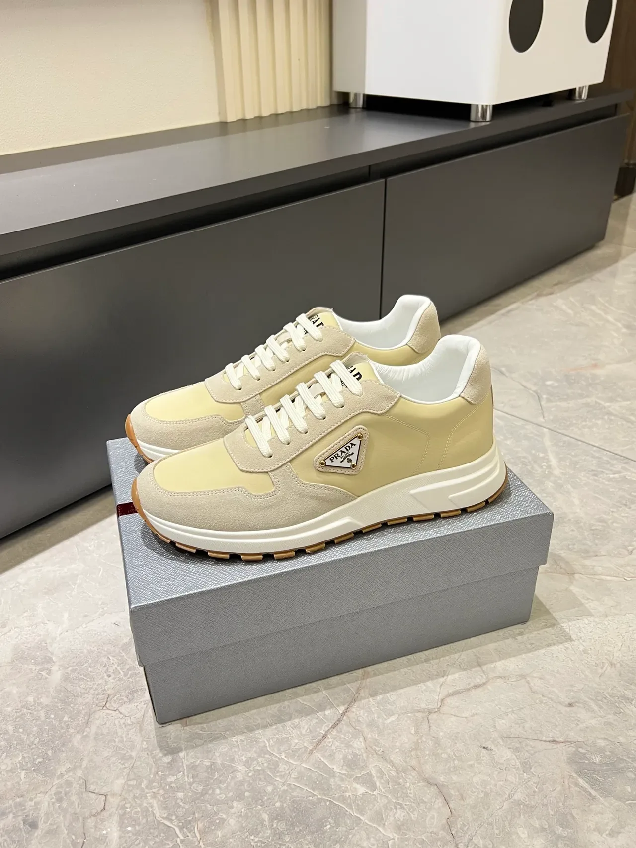Prada Cloudbust Beige and Cream Lifestyle Sneakers 4