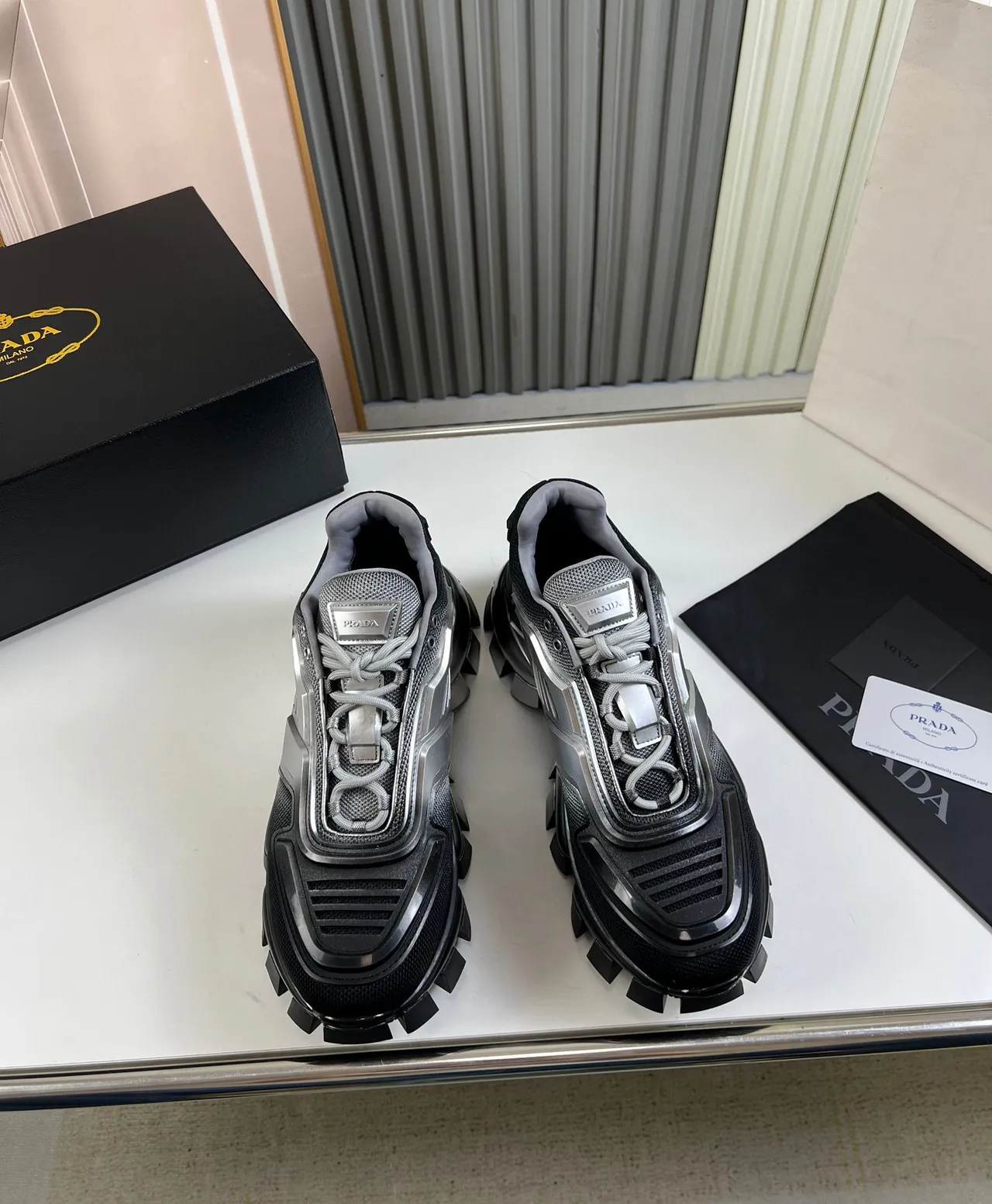 Prada Cloudbust Black and Gray Chunky Sneakers 8