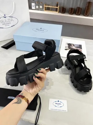 Prada Cloudbust Black Chunky Platform Gladiator Sandals 2