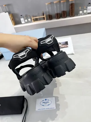Prada Cloudbust Black Chunky Platform Gladiator Sandals 3