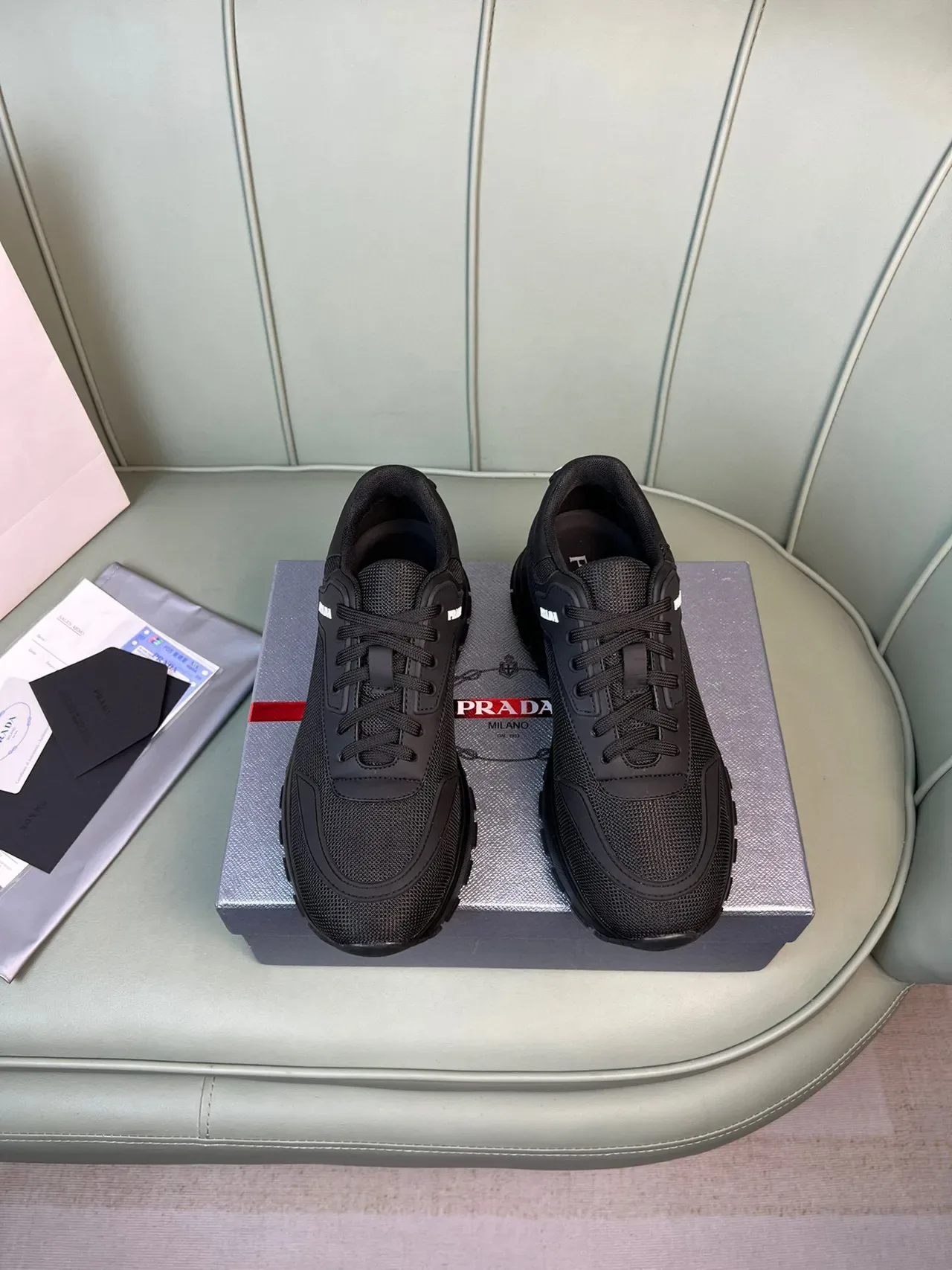 Prada Cloudbust Black Mesh Chunky Sneakers 8