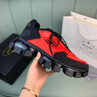Prada Cloudbust Black Red Sole Mesh And Synthetic Overlay Chunky Sneakers