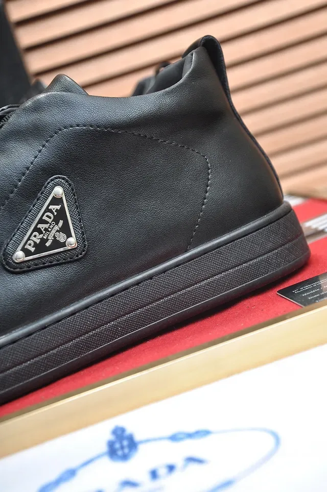 Prada Cloudbust Black Smooth Leather Laceless Slip-On Design Lifestyle Sneakers 2