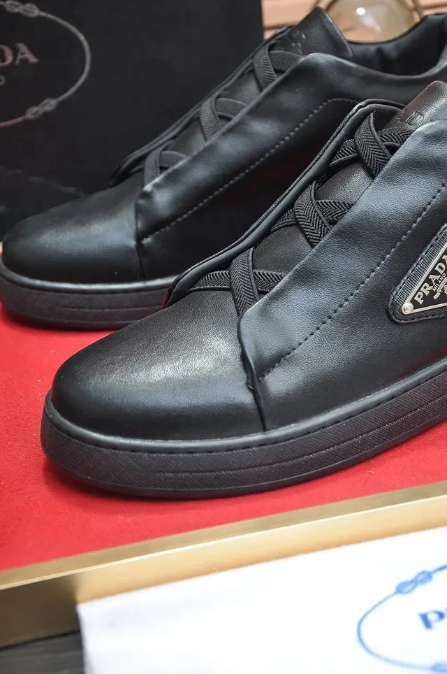 Prada Cloudbust Black Smooth Leather Laceless Slip-On Design Lifestyle Sneakers 3