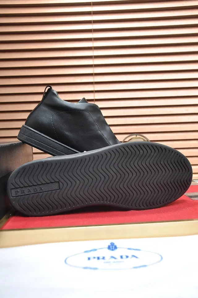 Prada Cloudbust Black Smooth Leather Laceless Slip-On Design Lifestyle Sneakers 4