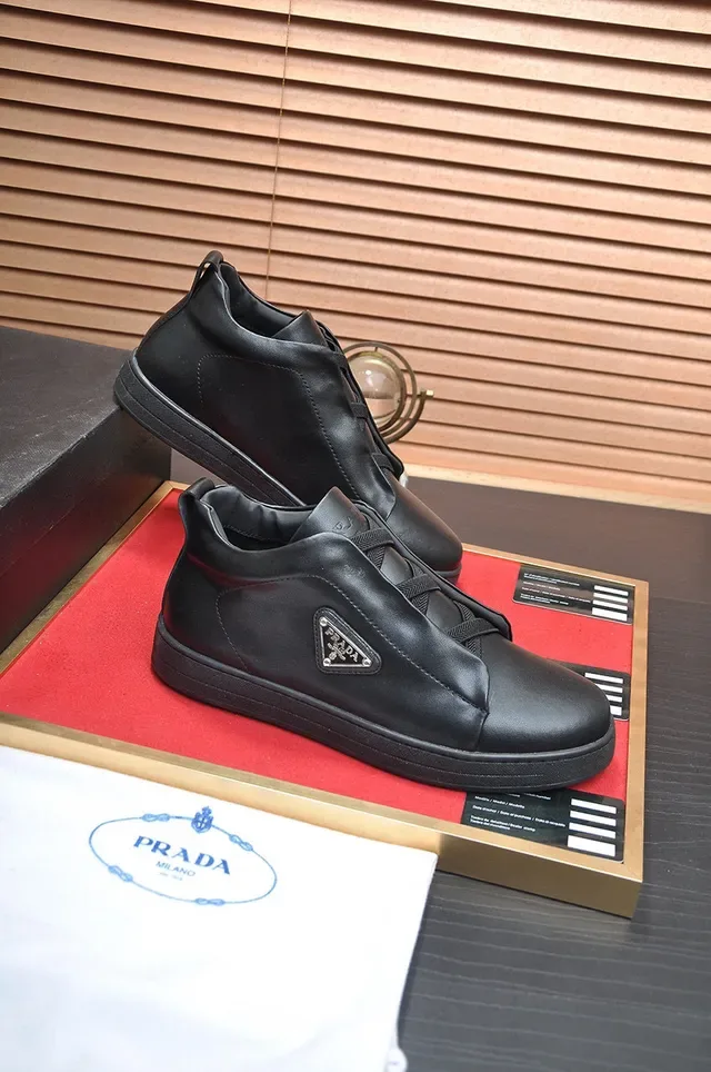 Prada Cloudbust Black Smooth Leather Laceless Slip-On Design Lifestyle Sneakers 5