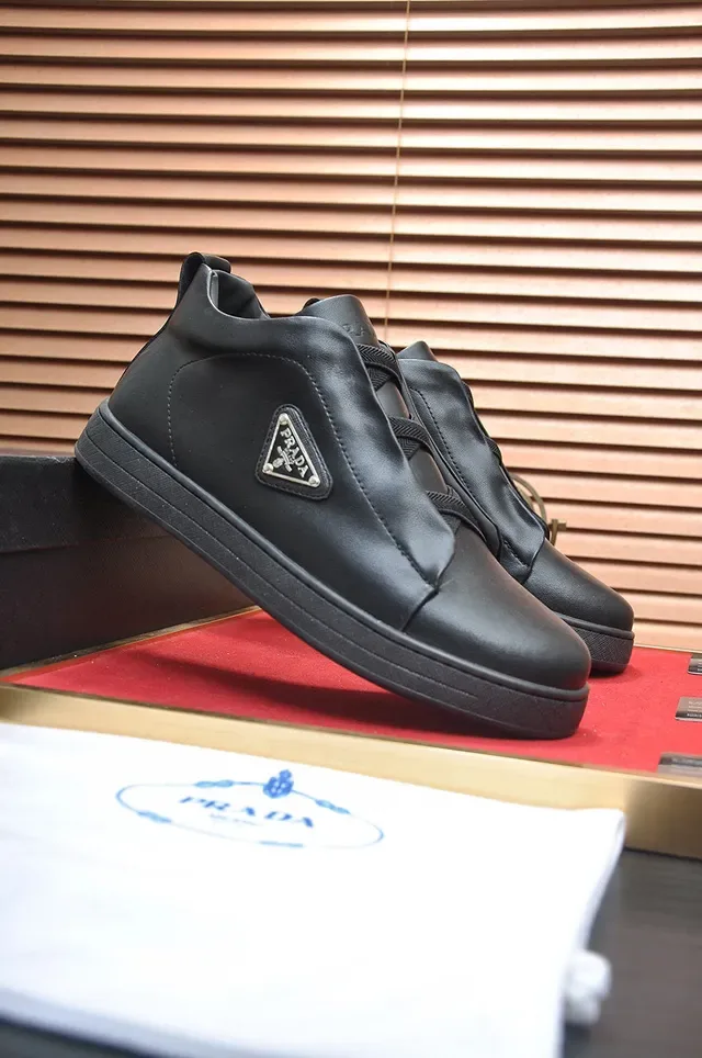 Prada Cloudbust Black Smooth Leather Laceless Slip-On Design Lifestyle Sneakers 7