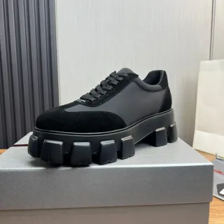 Prada Cloudbust Black Suede and Nylon Chunky Sneakers