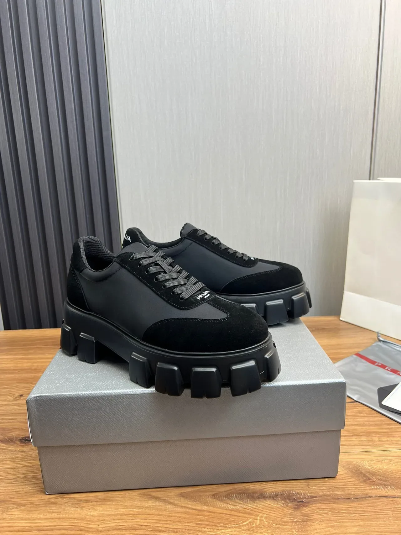 Prada Cloudbust Black Suede and Nylon Chunky Sneakers 3