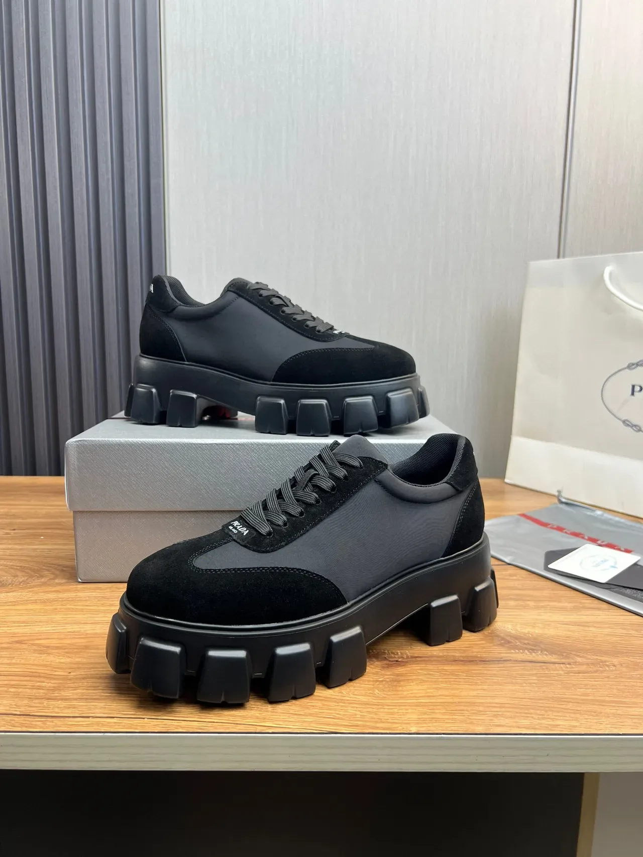 Prada Cloudbust Black Suede and Nylon Chunky Sneakers 4