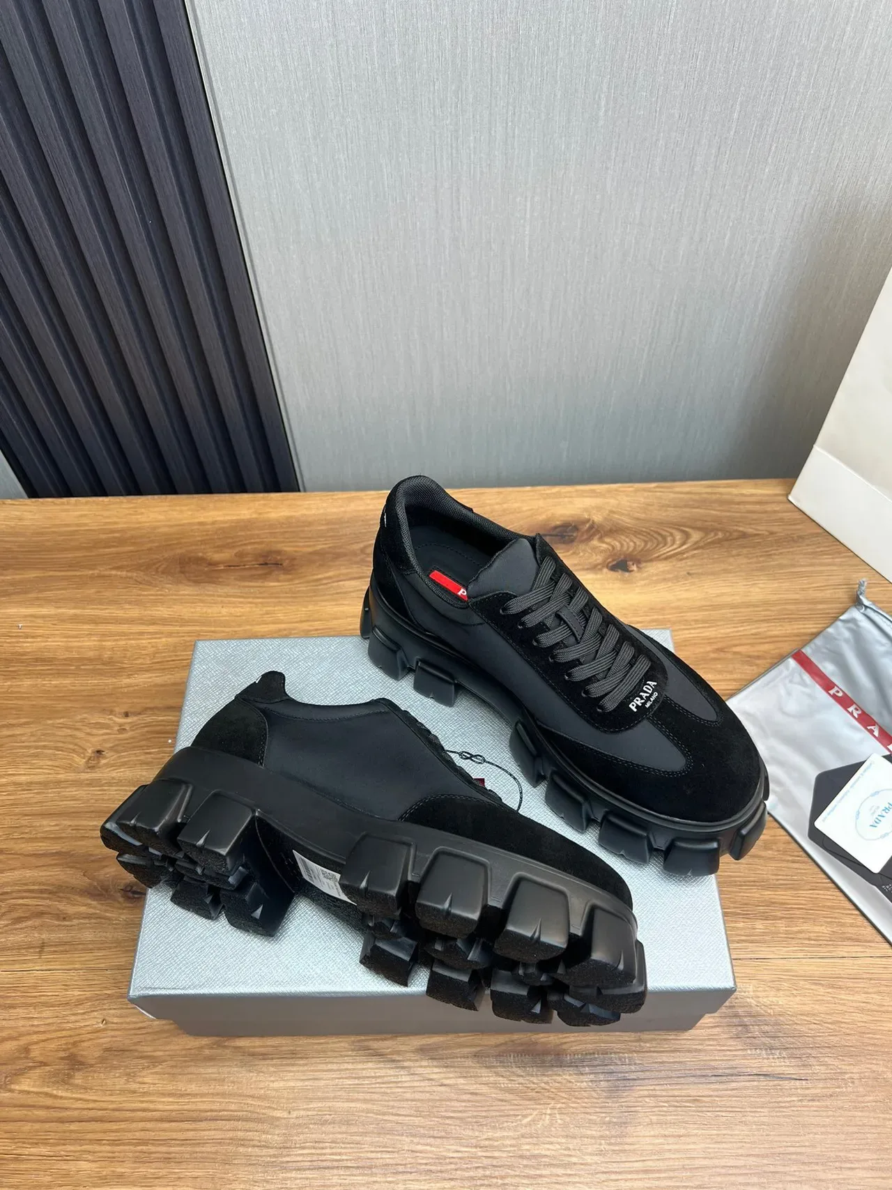 Prada Cloudbust Black Suede and Nylon Chunky Sneakers 6