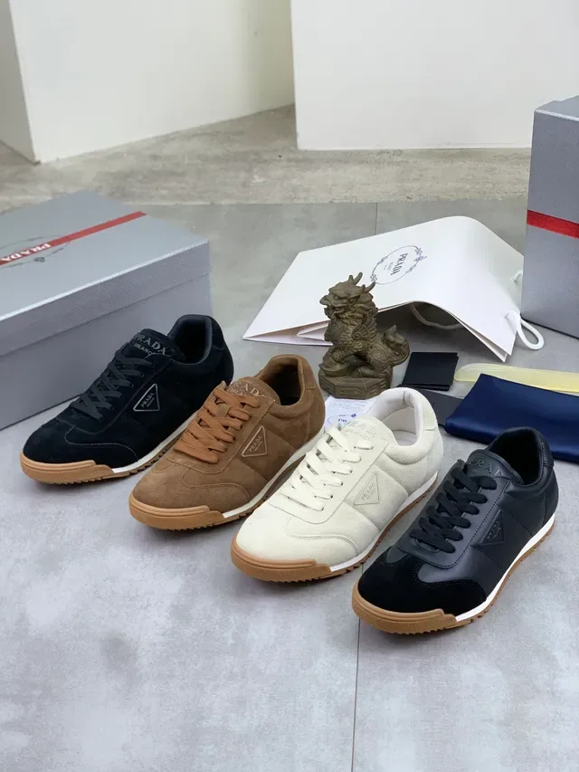 Prada Cloudbust Brown Beige Suede Upper Triangular Logo Patch Lifestyle Sneakers 2