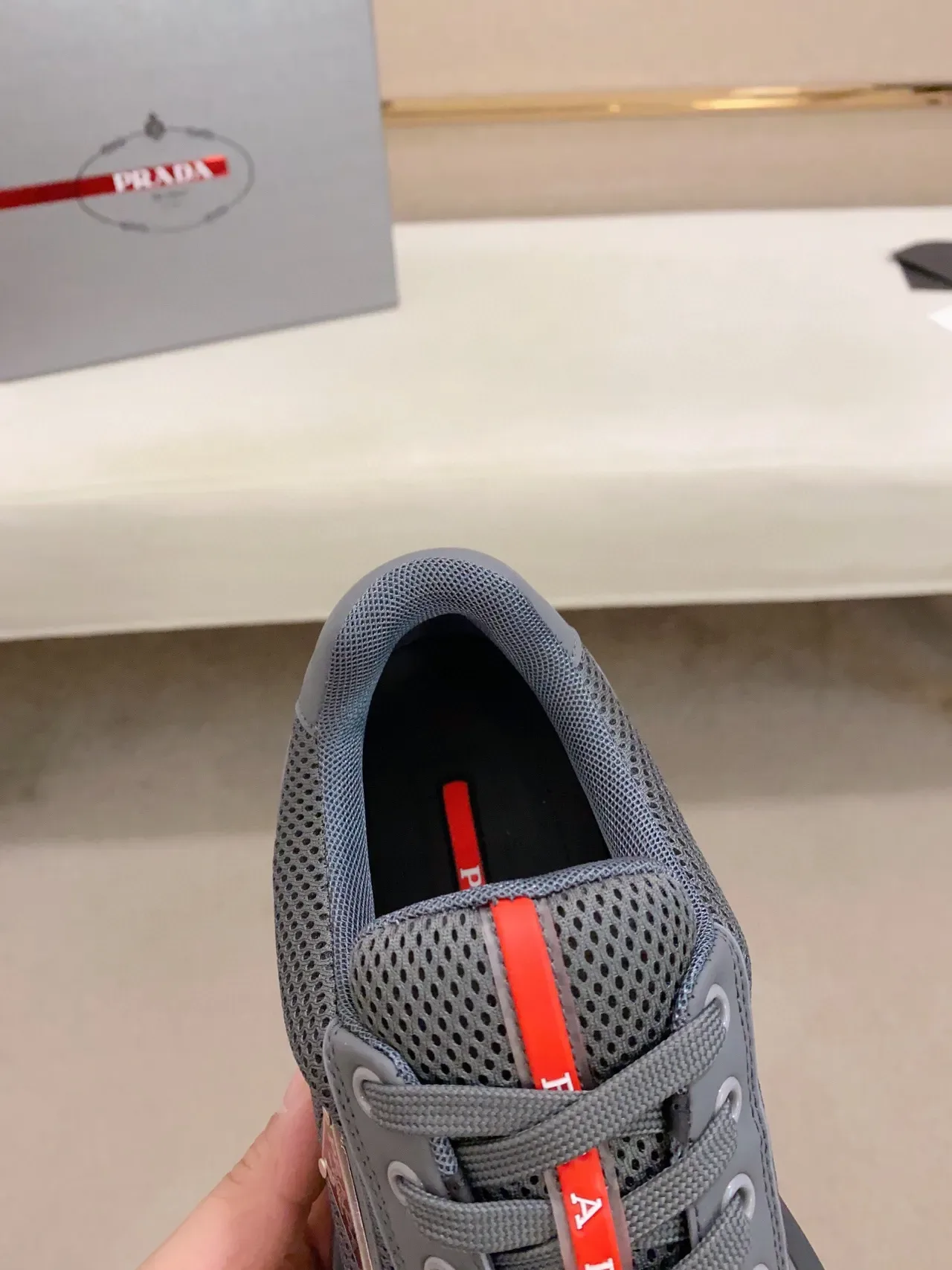 Prada Cloudbust Gray Perforated Mesh Platform Lifestyle Sneaker 8