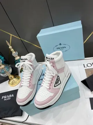 Prada Cloudbust High-Top White and Pink Lifestyle Sneakers 3