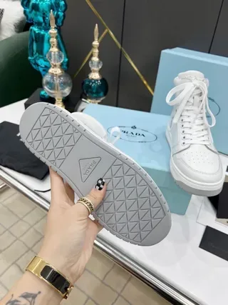 Prada Cloudbust High-Top White and Pink Lifestyle Sneakers 6