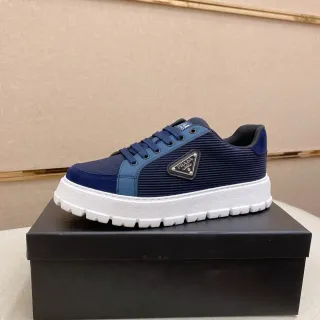 Prada Cloudbust Navy and Blue Ribbed Platform Lifestyle Sneakers