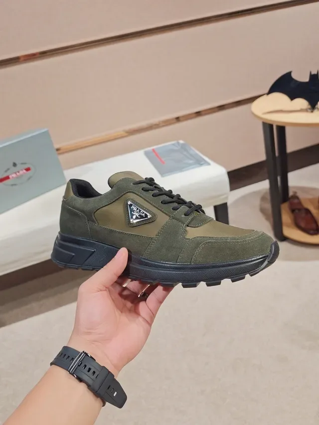 Prada Cloudbust Olive Green Suede and Nylon Lifestyle Sneakers 4
