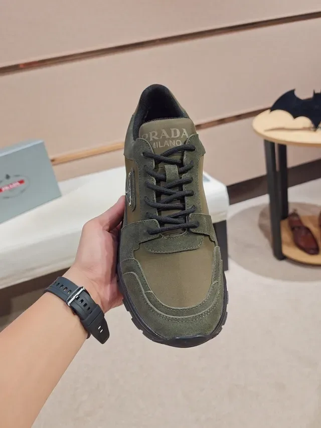 Prada Cloudbust Olive Green Suede and Nylon Lifestyle Sneakers 5