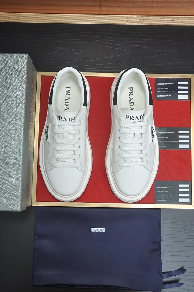 Prada Cloudbust White Black Leather Platform Sole Lifestyle Sneakers 5