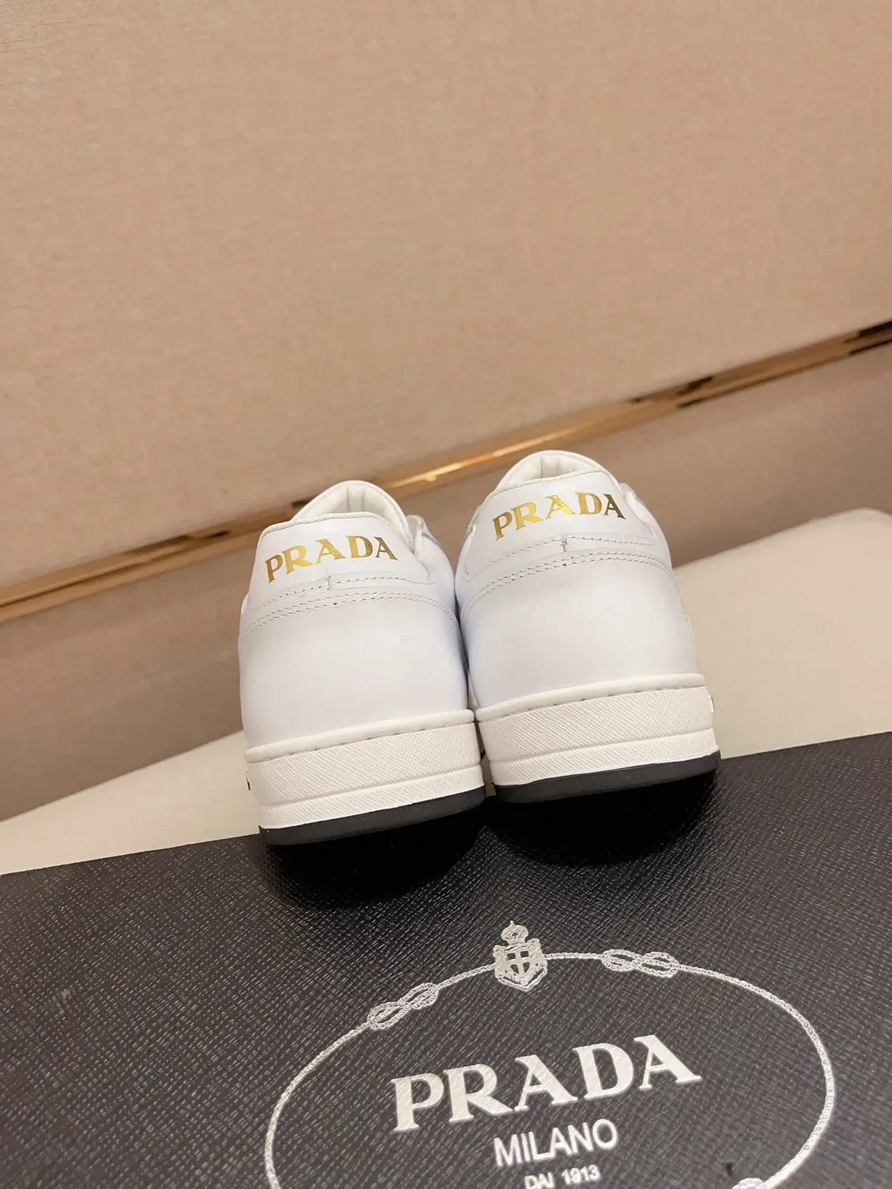 Prada Cloudbust White Black Leather Triangular Logo Patch Lifestyle Sneakers 8
