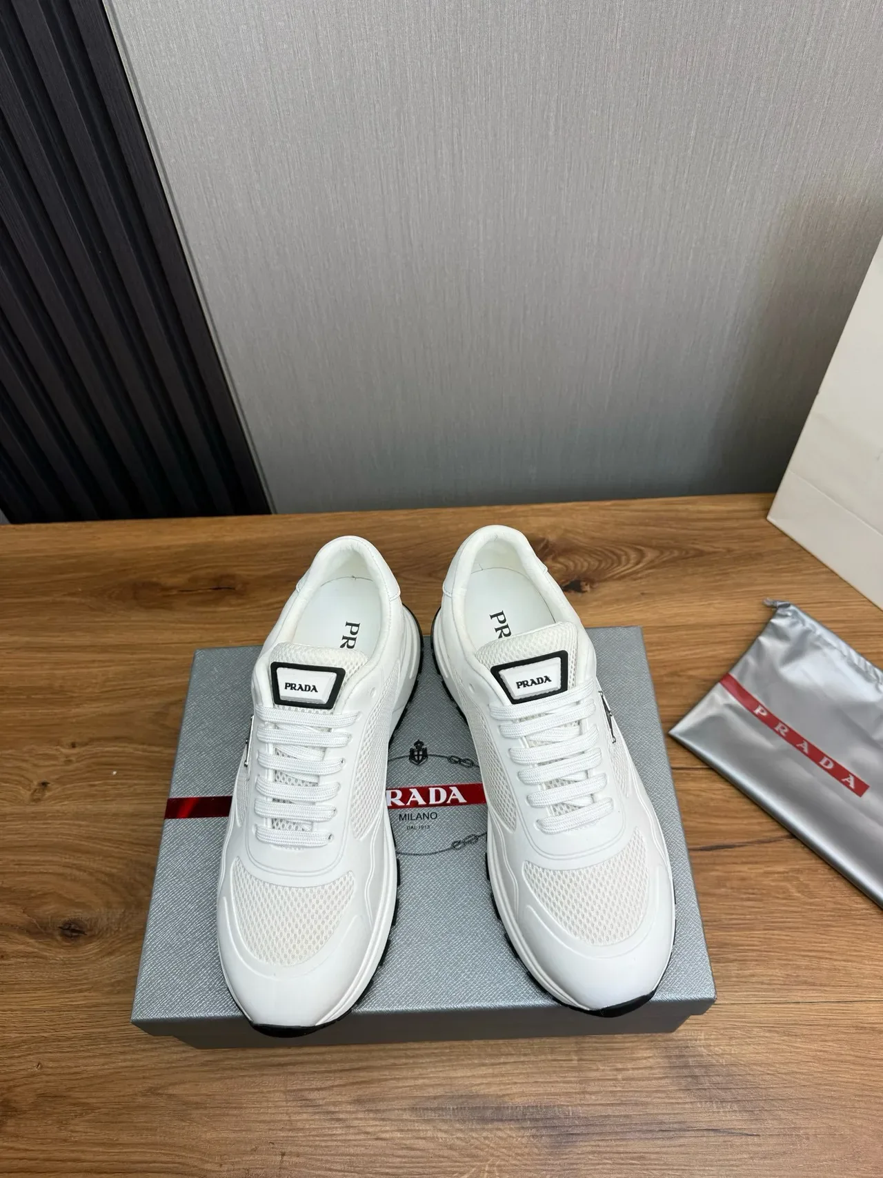 Prada Cloudbust White Mesh and Synthetic Lifestyle Sneakers 2