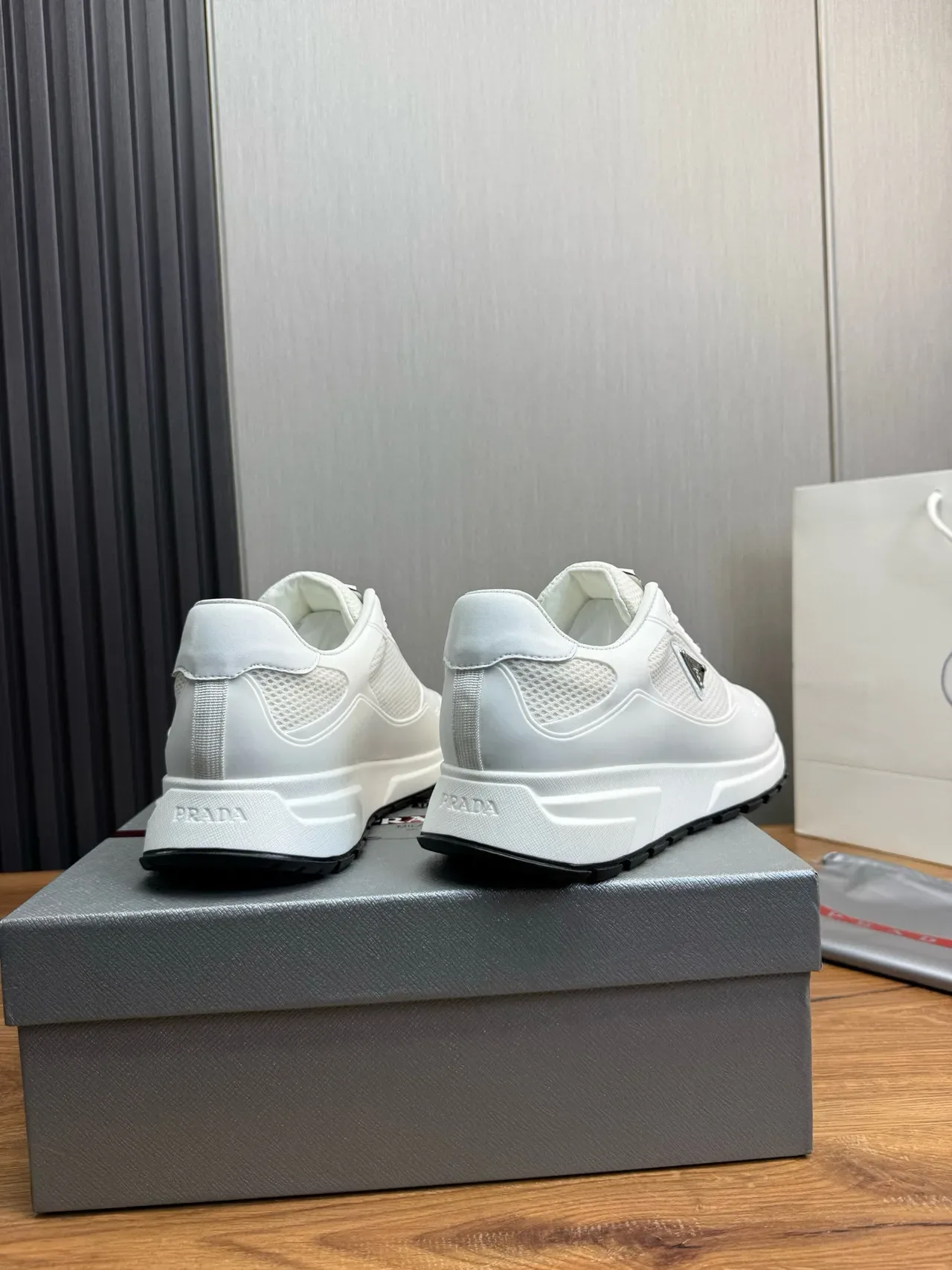 Prada Cloudbust White Mesh and Synthetic Lifestyle Sneakers 4