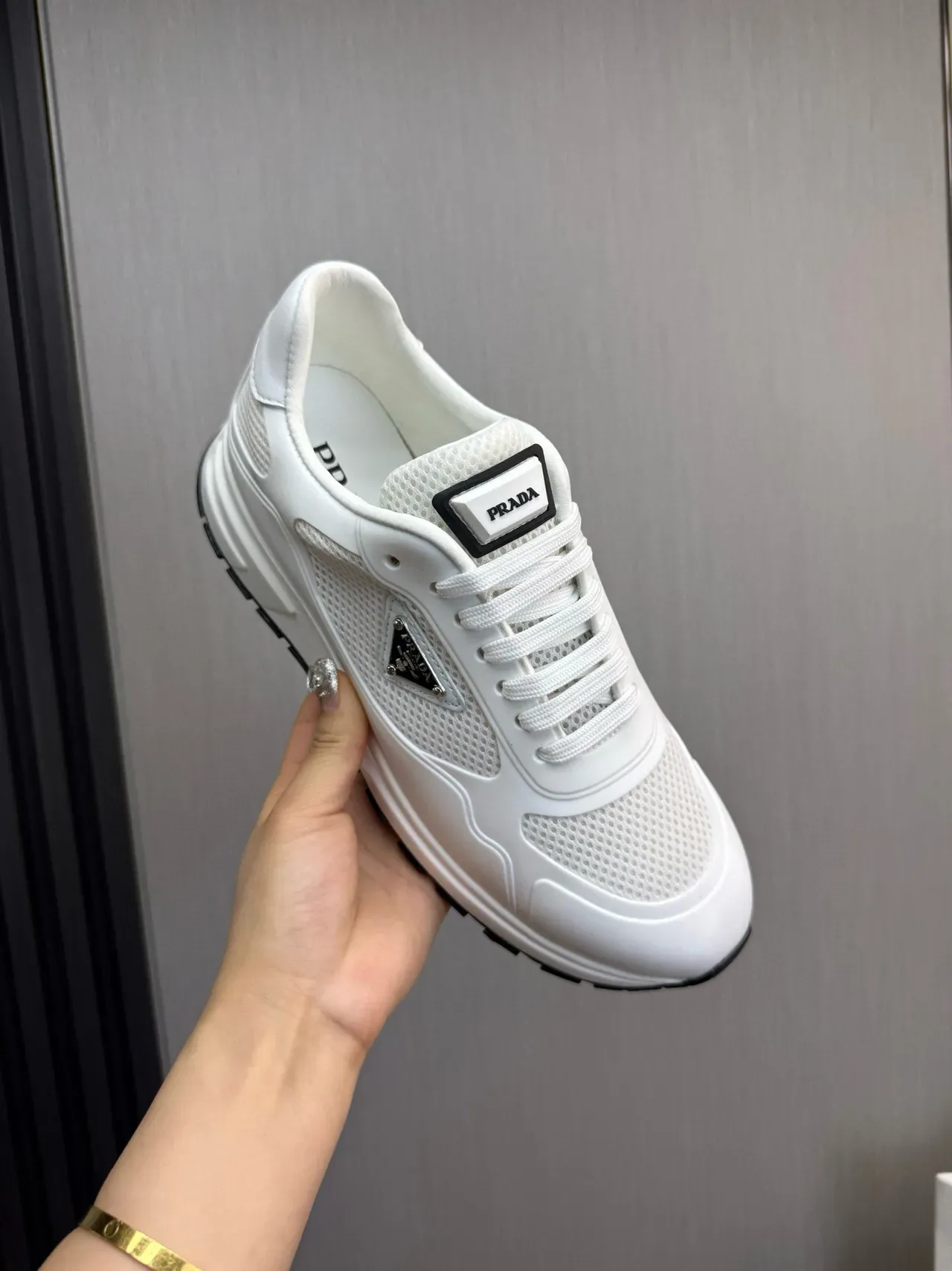 Prada Cloudbust White Mesh and Synthetic Lifestyle Sneakers 7