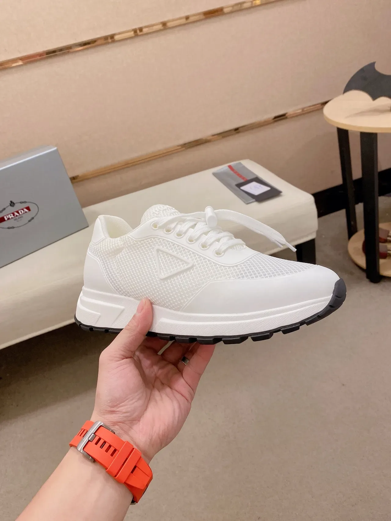 Prada Cloudbust White Mesh Lifestyle Sneakers 5