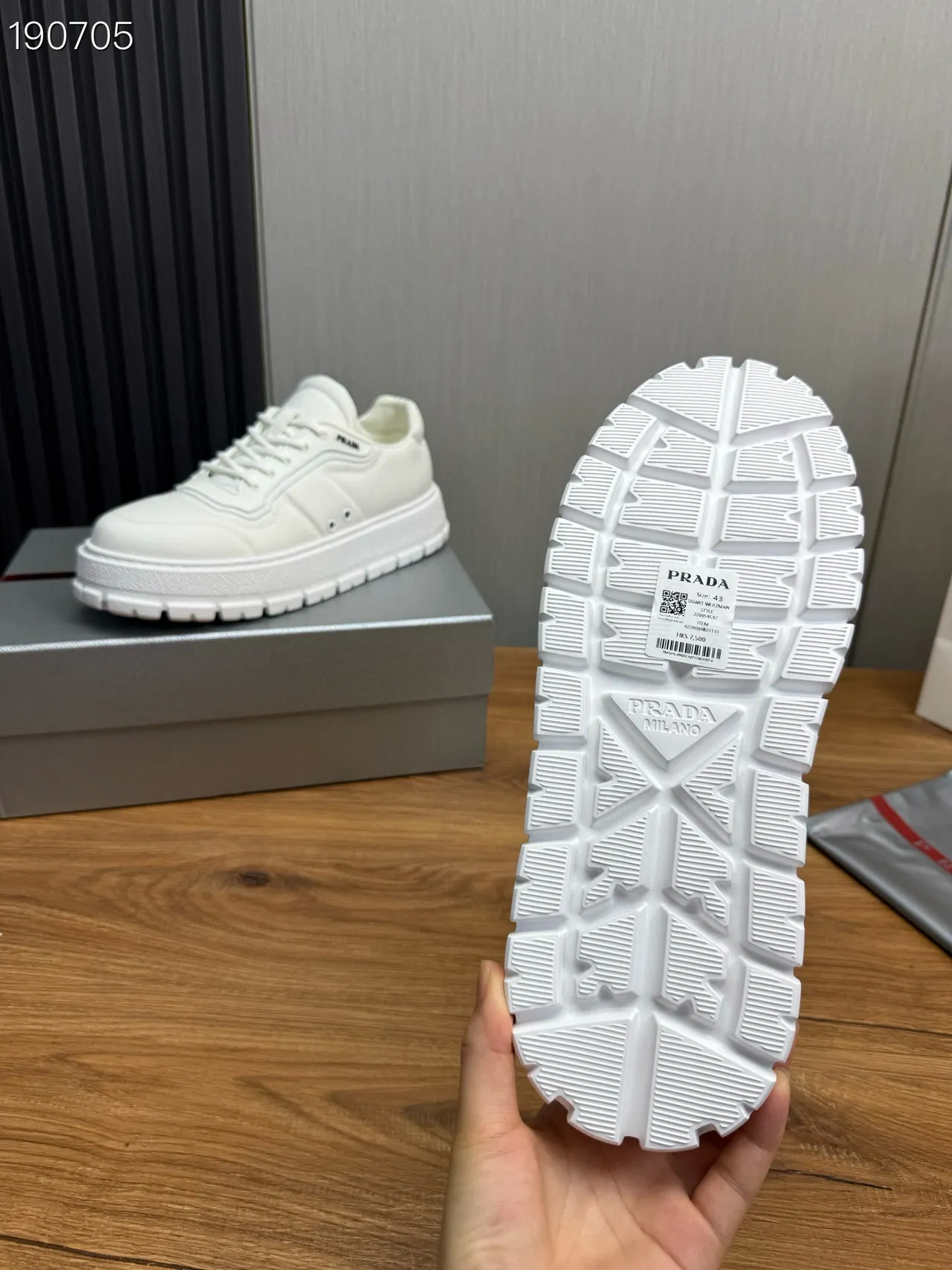 Prada Cloudbust White Platform Sole Panelled Leather Upper Chunky Sneakers 3