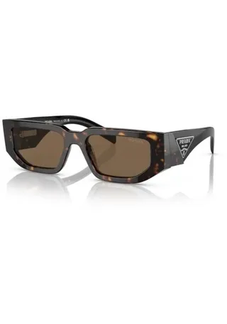Prada Linea Rossa Gafas de sol negras marrón estrechas rectangulares con esquinas hacia arriba 7