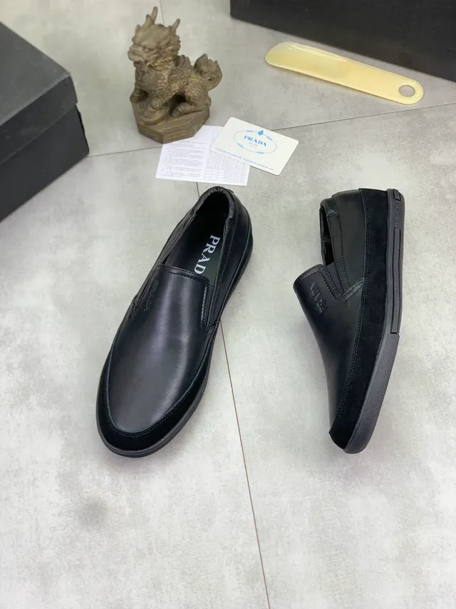 Prada Loafer Black Smooth Leather Upper Suede Toe Cap Loafer 5